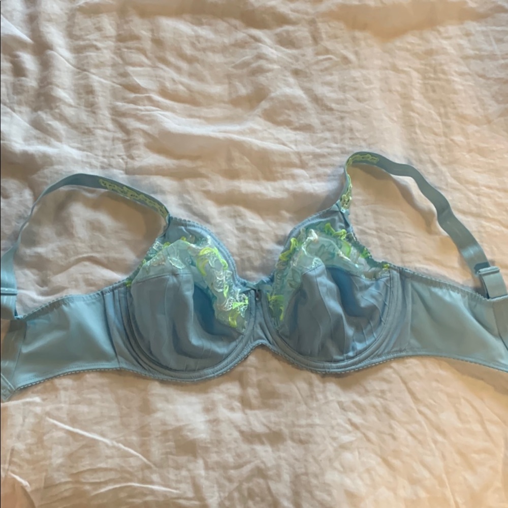 Prima Donna Green and Blue Lace Full-Coverage Bra NWT